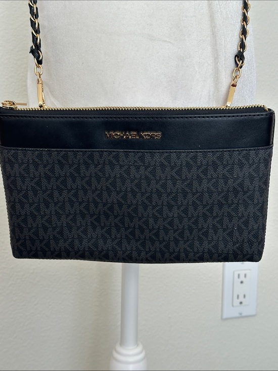 Michael Kors Handbags - Michael Kors Charlotte Black & Gold Signature Logo Crossbody